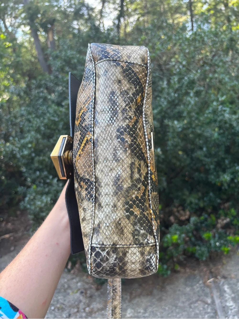 Kurt Geiger Python Embossed Leather Crossbody Bag